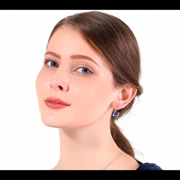 New Platinum Plated S925 Swarovski Crystal 
Aurora Borealis Cube Dangle Earrings - Picture 15 of 16